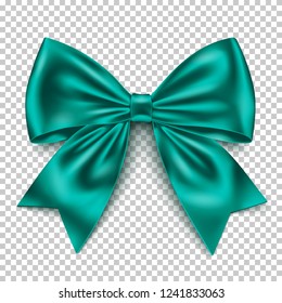 Realistic virid bow isolated on transparent background. Detailed decoration elements for Christmas, birthday, Valentine’s Day, Women’s, Mothers’ Day, and other celebrations.