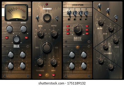 
Realistic virtual equalizers and compressors for a recording studio. vector.