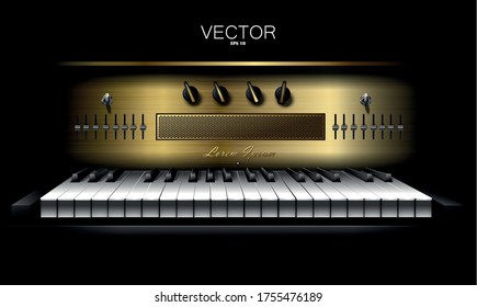 Realistic virtual synthesizer for recording studios. Piano. Vector