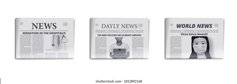 Realistic Virus Newspapers With Images Set. EPS10 Vector