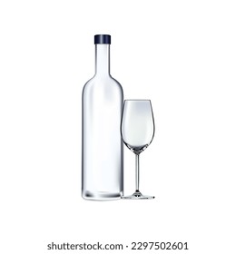 Free Vector  Realistic vodka glass bottle with glass