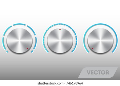 Realistic volume buttons and scale control., Vector, Illustration
