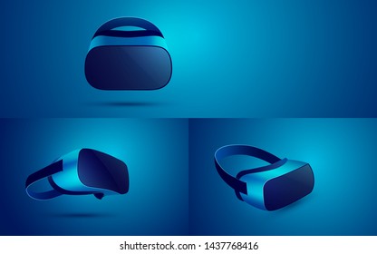 realistic vr headset for decoration, concept of virtual reality technology