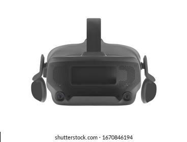 Realistic VR headset. Futuristic digital technology concept. Virtual reality glasses. index for games.