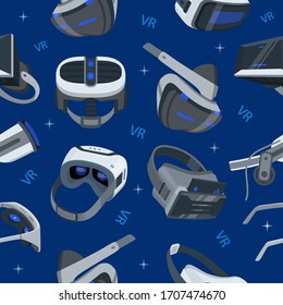 Realistic VR headset glasses pattern. VR headsets pattern isometric. Virtual Reality 3d. VR game futuristic helmet, digital glasses, virtual reality. Simulation mask glasses. Vector backdrop