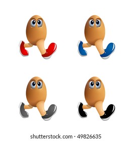 Realistic walking eggs set. Vector illustration.