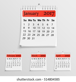Realistic wall calendar with spring