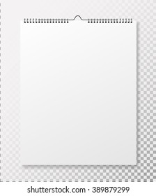 Realistic wall calendar template isolated, vector