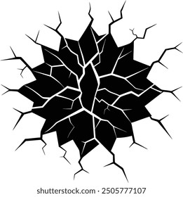 Textura realista de la grieta de la pared: efecto de fractura de Vector para el suelo o el hormigón. Grieta, efecto de textura de fractura de pared de fisura del suelo o líneas divididas de rotura de hormigón. Grietas de Vector sobre fondo de pared 