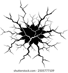 Realistic Wall Crack Texture – Vector Fracture Effect for Ground or Concrete.Crack, wall fracture texture effect of ground fissure or concrete break split lines. Vector cracks  on wall background 