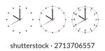 Realistic Wall Office Clock Face Set – Minimal White and Black Dials with Numbers and Clock Hands, Simple Front View Time Display Template Isolated