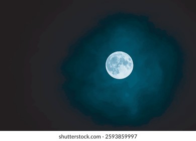 Realistic waning crescent full moon on night sky background. Lunar Eclipse on Night Sky. vector background.