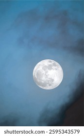 Realistic waning crescent full moon on night sky background. on Night Sky. vector background.