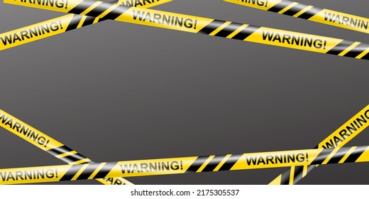 Realistic Warning danger tape. Crossing Warning ribbon of caution signs for construction area or crime scene in yellow. Police line and do not cross ribbon. Ribbons for accident, under construction