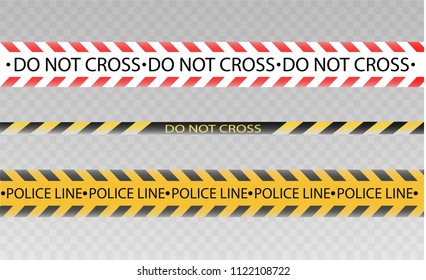 Realistic warning tapes. Signs of danger. Vector illustration, isolated on a cellular background. Yellow color.
