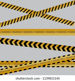 Realistic warning tapes.Caution lines isolated. Danger signs. Vector