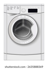Realistic washing machine mockup set with isolated front views of laundry machines with closed door vector illustration