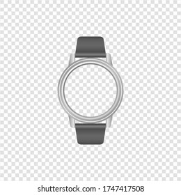 Realistic watch mockup isolated on transparent background. Vector illustration.