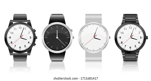 Realistic watch set vector design illustration isolated on white background