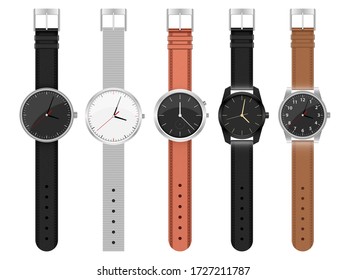 Realistic watch set vector design illustration isolated on white background