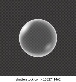 Realistic water bubble  isolated on transparent background. Vector illustration
