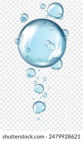 Realistic Water Bubbles Isolated on Transparent Background