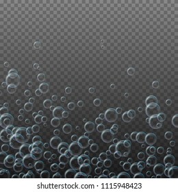 Realistic water bubbles. Transparent effect. Vector illustration