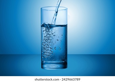 Taza de agua realista. taza de agua 3d