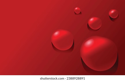 Realistic water drop background in red color