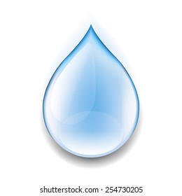 Realistic Water Drop With Gradient Mesh, Vector Illustration