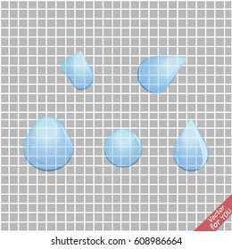 Realistic water drop set. Pure clear water drops realistic 
