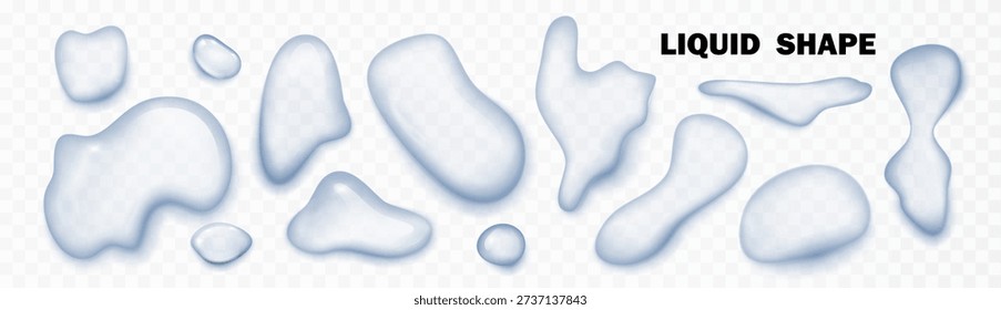 Realistic water drop with transparent liquid surface. Clear blue droplet isolated on white background. Perfect for cosmetic serum, moisture gel, or beauty product illustration.