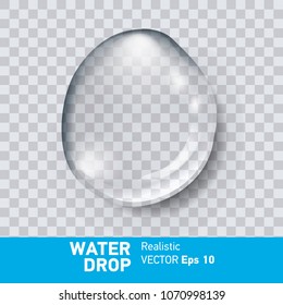 Realistic water drop. Transparent, vector