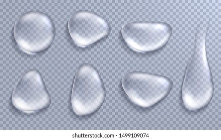 Realistic water drop vectors isolated on transparent background. Vector illustration