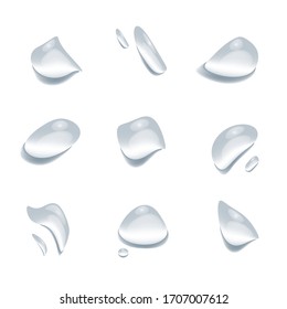 realistic water drop vectors isolated on white background, clear drop splash and rainy crystal illustration ep26