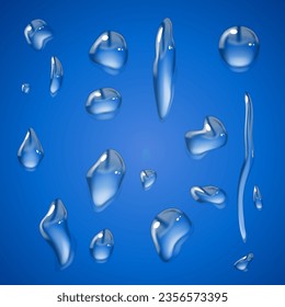 Realistic water droplet, liquid, condensate vector illustration 