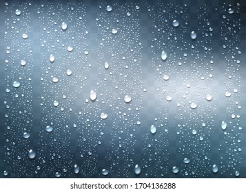 Realistic water droplets on the transparent window. Vector