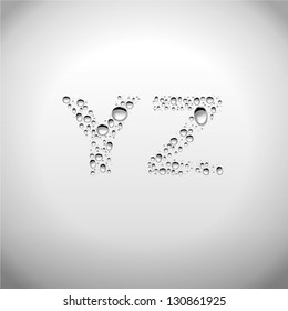 Realistic Water Drops Font from Y to Z