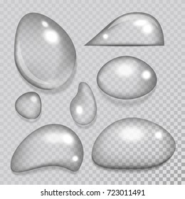Realistic water drops liquid transparent raindrop splash vector illustration