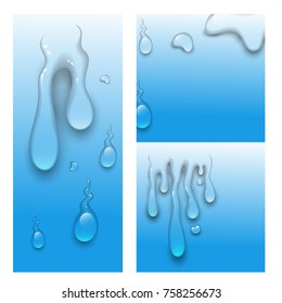 Realistic water drops liquid transparent raindrop splash vector illustration
