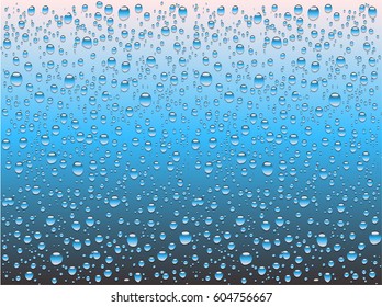 Realistic water drops on a plain glass, vector illustration