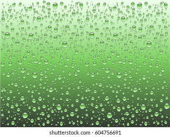 Realistic water drops on a plain glass, vector illustration