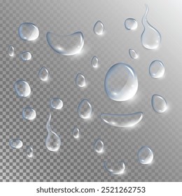 Realistische Wassertropfen auf transparentem Hintergrund