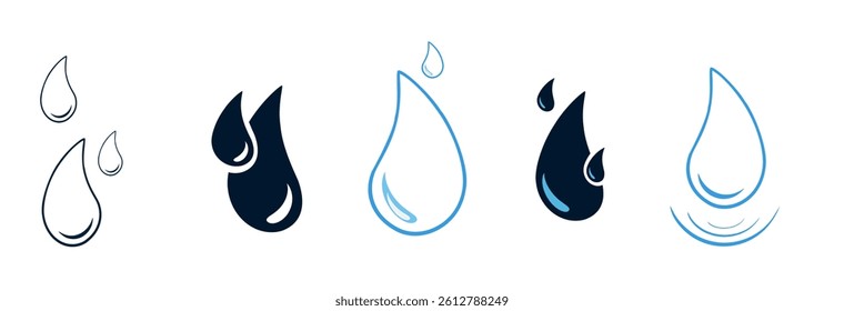 Realistic water drops on a transparent background. Drops of rain, condensation on the surface with reflection of light and shadow, vector png.