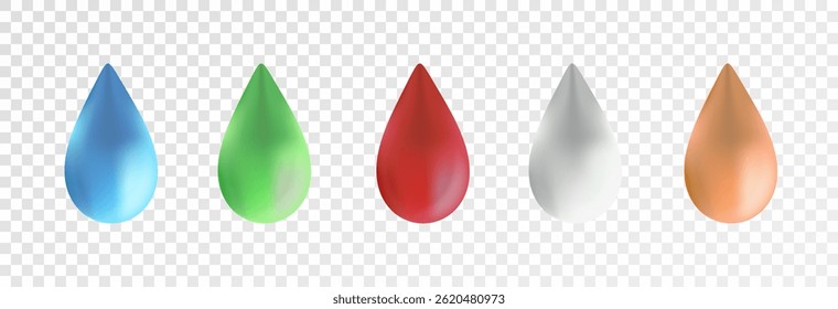 Realistic water drops on a transparent background, condensation on the surface with light reflection and shadow, vector, png, 3D effect.	
