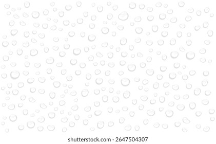 Gotas de agua realistas sobre fondo transparente. Condensación de Vector, Rocío, Gotas de lluvia, Superficie de vidrio