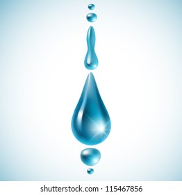 Realistic water drops on white background (isolated) - vector illustration.