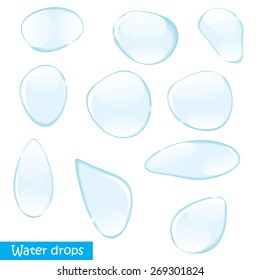 Realistic Water Drops Set On Transparent Background Vector Illustration EPS10