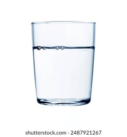 Realistic water glass cup on white background