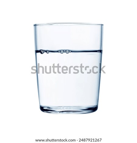 Realistic water glass cup on white background